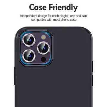 Xfilm for iPhone 14 Pro/iPhone 14 Pro Max Camera Lens Protector Bling, 9H Hardness Scratchproof Metal Individual Diamond Ring Protector, Stylish Accessories, Case Friendly (Deep Purple Diamond)