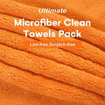 TIIKERI Microfiber Towels for Cars, 6-Piece Set - Includes Extra Large Microfiber Towel (1 Pack, 24"x16"), Dual-Sided Car Towels (3 Pack, 16"x16"), and Special Window Cleaning Towels (2 Pack, 16"x16")