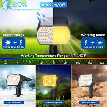 NYMPHY Solar Lights Outdoor Waterproof 56 LED 3 Modes