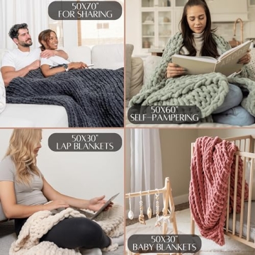 SAMIAH LUXE Chunky Knit Blanket for Ultimate Cozy Comfort