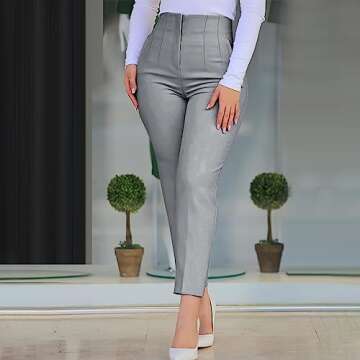 HGps8w Women's Super High Waisted Suit Pants Elegant Skinny Stretchy Business Work Pencil Pants Leggings with Pockets