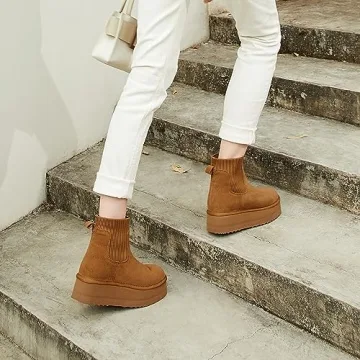 Stylish Athlefit Women's Winter Platform Chelsea Boots