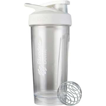 BlenderBottle Strada Shaker Cup Perfect for Protein Shakes and Pre Workout, 28-Ounce, White