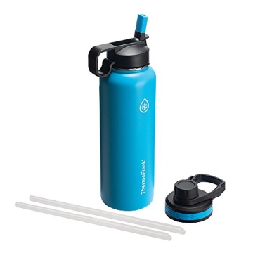ThermoFlask Bottle with Chug Lid & Straw Lid - Insulated Stainless Steel Water Bottle with Leak-Proo...