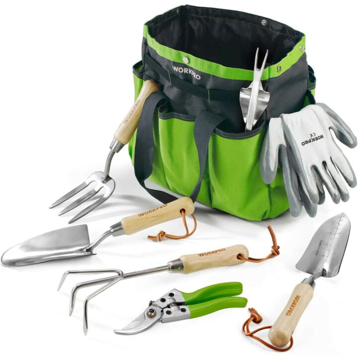 7 Piece Garden Tools Set with Tote & Gloves
