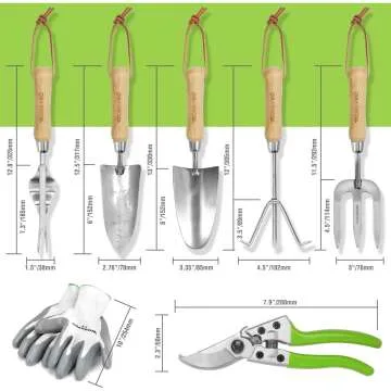 7 Piece Garden Tools Set with Tote & Gloves
