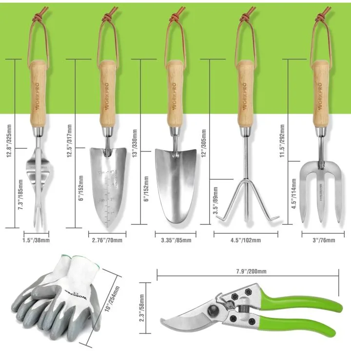 7 Piece Garden Tools Set with Tote & Gloves