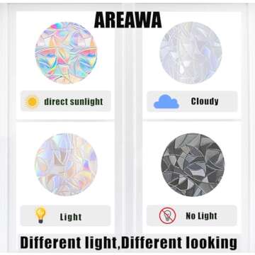 AREAWA Rainbow Bat Stickers, 24 PCS - Non-Adhesive Vinyl Window Clings, Bird Strike Deterrent, Decorative Decals for Glass Doors, Reusable, Indoor Use