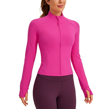 CRZ YOGA Butterluxe Womens Cropped Slim Fit Workout Jacket - Weightless Track Athletic Full Zip Jack...