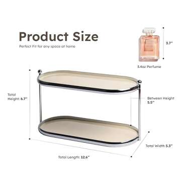 MUSEOWN 2 Tier Metal Frame Perfume Organizer in Stylish,and Minimalist Perfume Tray-Elegant Countert...