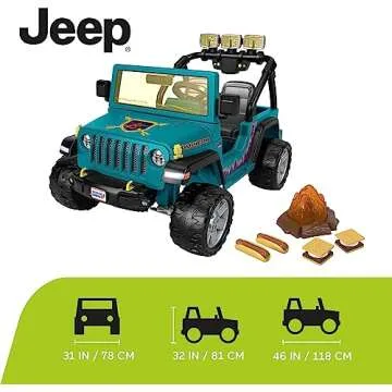 Power Wheels Camping Jeep Wrangler Ride-On Toy with Pretend Food, Camping Gear & Lights, Preschool Toy, Seats 2, Ages 3+ Years