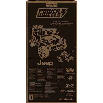Power Wheels Camping Jeep Wrangler Ride-On Toy with Pretend Food, Camping Gear & Lights, Preschool Toy, Seats 2, Ages 3+ Years