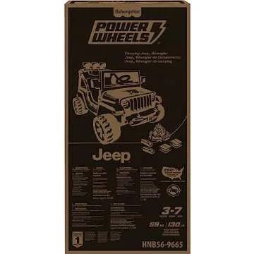 Power Wheels Camping Jeep Wrangler Ride-On Toy with Pretend Food, Camping Gear & Lights, Preschool Toy, Seats 2, Ages 3+ Years