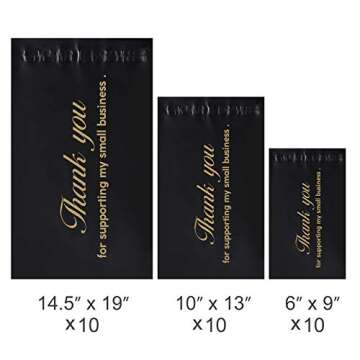 Poly Mailer Envelope, FZR Legend 30 Pcs Heavy Duty Mailing Shipping Bag Thank You Text Printed Compo...