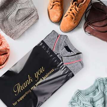 Poly Mailer Envelope, FZR Legend 30 Pcs Heavy Duty Mailing Shipping Bag Thank You Text Printed Compostable Plastic Mailers Bags, Self Sealing Packaging Mailers (14.5” x 19”, 10” x 13”, 6” x 9”)