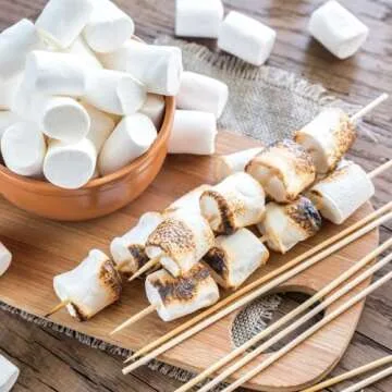 2 Pounds of Large White Marshmallows with Bonus Roasting Sticks - Made with Natural Vanilla, No Artificial Flavors - Great for Campfires, S'Mores, Rice Crisp Bars, Cake Garnishes, Hot Chocolate
