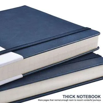 Thick Classic Notebook with Pen Loop - A5 College Ruled Hardcover Writing Notebook with Pocket + Page Dividers Gifts, Banded, Large, 180 Pages, 8.4 x 5.7 in