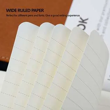 Thick Classic Notebook with Pen Loop - A5 College Ruled Hardcover Writing Notebook with Pocket + Page Dividers Gifts, Banded, Large, 180 Pages, 8.4 x 5.7 in