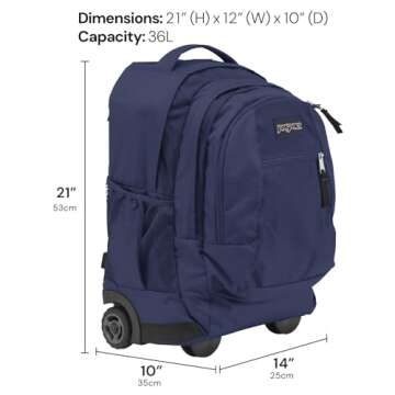 JanSport Driver 8 Rolling Backpack - Stylish & Functional Wheeled Bag with Laptop Sleeve