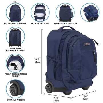 JanSport Driver 8 Rolling Backpack for All Ages