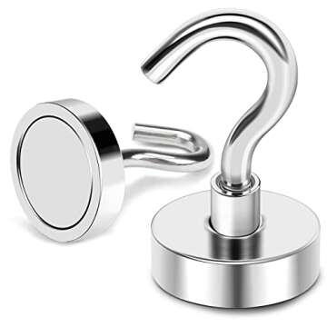 MIKEDE Magnetic Hooks Heavy Duty, 40 Lbs Magnet with Hooks for Cruise Cabins, Strong Magnets Neodymium for Hanging, Magnetic Wall Hooks for Refrigerator, Locker Decoration, Workplace -10Pack