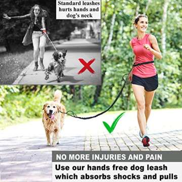 CHUNKY PAW Hands Free Dog Leash for Medium and Large Dogs - Durable Dual Handle Waist Leash with Ref...