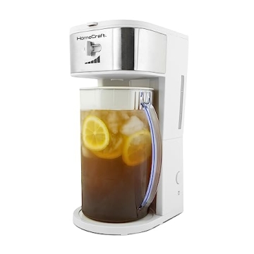 HomeCraft 3-Quart White Stainless Steel Café' Iced Tea And Iced Coffee Brewing System, 12 Cups, Str...