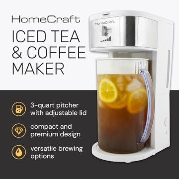 HomeCraft 3-Quart Café Iced Tea & Coffee Brewer, Perfect Pitcher