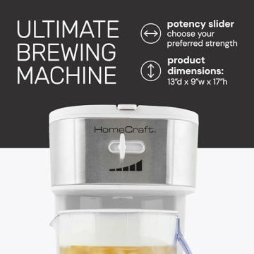 HomeCraft 3-Quart Café Iced Tea & Coffee Brewer, Perfect Pitcher