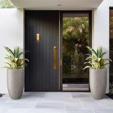 Kante 24 Inch Tall Round Concrete Planter, Large Indoor Outdoor Plant Pots with Drainage Hole and Rubber Plug, Modern Decorative Garden Pots for Home Patio Porch, Weathered Concrete