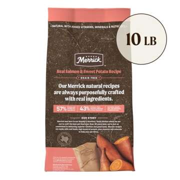 Merrick Premium Grain Free Dry Adult Dog Food, Wholesome And Natural Kibble With Real Salmon And Sweet Potato - 10.0 lb. Bag