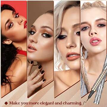 8 Pieces Self-adhesive Eyeliner 2 in 1 Eye Liner Pen Diamond Liquid Eyeliner No Glue No Magnetic Eyeliner Waterproof Long Lasting for Women Girls Eye Makeup False Eyelashes Sticking (Classic Style)