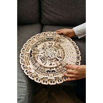 Wood Trick Mayan Wall Calendar 3D Wooden Puzzles for Adults and Kids to Build - 16" - Wooden Model Kit - Aztec Calendar
