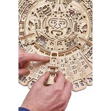 Wood Trick Mayan Wall Calendar 3D Wooden Puzzles for Adults and Kids to Build - 16" - Wooden Model Kit - Aztec Calendar
