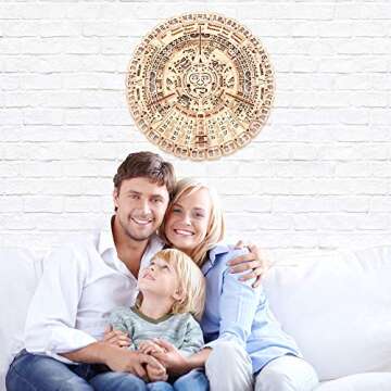 Wood Trick Mayan Wall Calendar 3D Wooden Puzzles for Adults and Kids to Build - 16" - Wooden Model Kit - Aztec Calendar