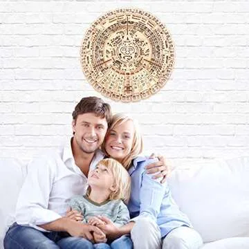 Wood Trick Mayan Wall Calendar 3D Wooden Puzzles for Adults and Kids to Build - 16" - Wooden Model Kit - Aztec Calendar