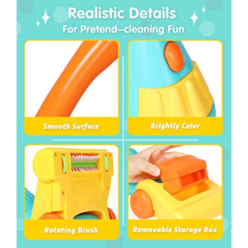 Kids Vacuum Cleaner Toy Set with Realistic Sounds and Lights