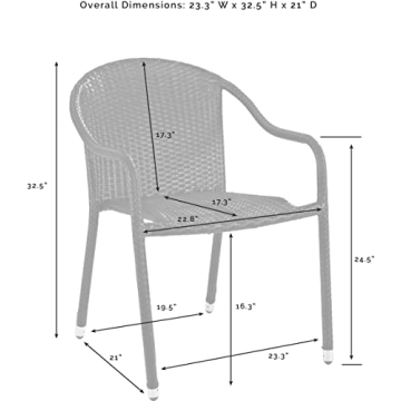 Crosley Palm Harbor Stackable Outdoor Wicker Chairs Set