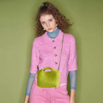 OUYGZOU Woven Bag for Women with Coin Purse Fashion Handbag Female Shoulder Bag Foldable Chain Small...