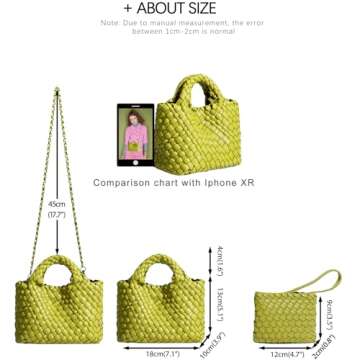 OUYGZOU Woven Bag for Women with Coin Purse Fashion Handbag Female Shoulder Bag Foldable Chain Small Tote Crossbody Bags (Fruit green)
