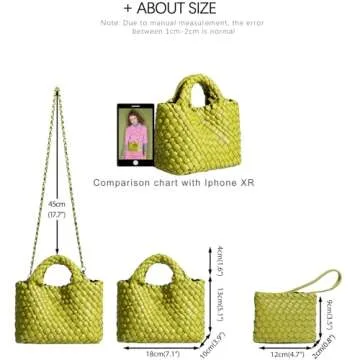 OUYGZOU Woven Bag for Women with Coin Purse Fashion Handbag Female Shoulder Bag Foldable Chain Small Tote Crossbody Bags (Fruit green)