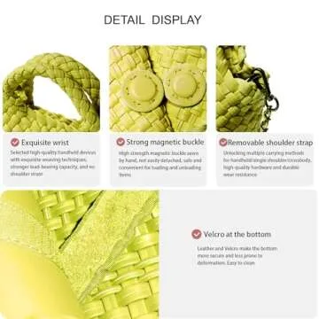 OUYGZOU Woven Bag for Women with Coin Purse Fashion Handbag Female Shoulder Bag Foldable Chain Small Tote Crossbody Bags (Fruit green)