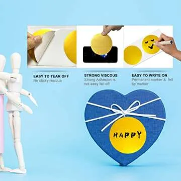 PARLAIM 3 X 3 inch Color Code Dot Stickers, 500pcs 3" Gold Round Color Coding Circle Labels per Roll in Dispenser Box for Inventory Storage Present Box