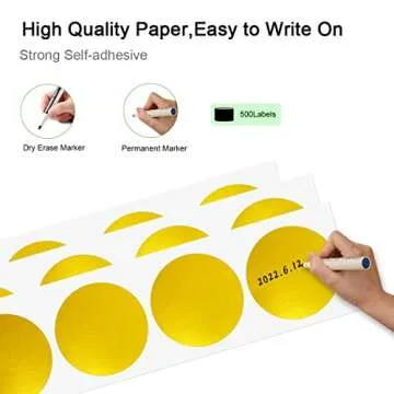 PARLAIM 3 X 3 inch Color Code Dot Stickers, 500pcs 3" Gold Round Color Coding Circle Labels per Roll in Dispenser Box for Inventory Storage Present Box