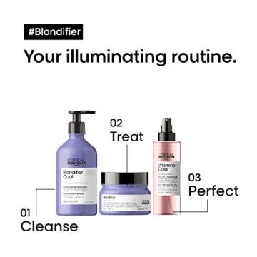 L'Oreal Professionnel Blondifier Clarifying Shampoo - Restores Color -Treated Hair, Enhances Shine & Fights Brass, For Blonde or Bleached Hair