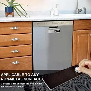 Dishwasher Magnet Clean Dirty Sign, Universal Black and White Design Clean DirtyMagnet for Dishwasher Non-Scratch/Strong Magnet/Easy to Read & Slide (Silver &White)