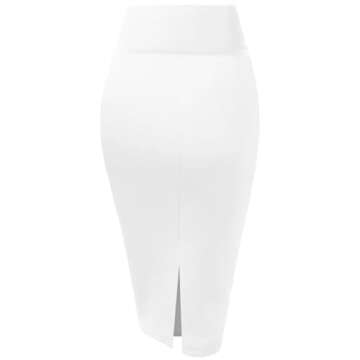 Stylish Hybrid & Company Women's Techno/Scuba Office Pencil Skirt KSK43584 in White S