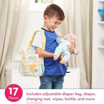 Melissa & Doug Mine to Love Travel Time Play Set for Dolls with Diaper Bag, Bottle, Sunscreen, More ...