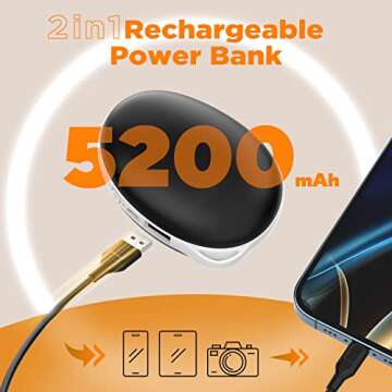 Hand Warmers Rechargeable, 5200mAh Electric Portable Pocket Reusable Hand Warmer/Power Bank,3 Levels,Heat Therapy Great for Raynauds, Indoor Outdoor Camping,Fishing,Skiing,Climbing,Winter Warmer Gift