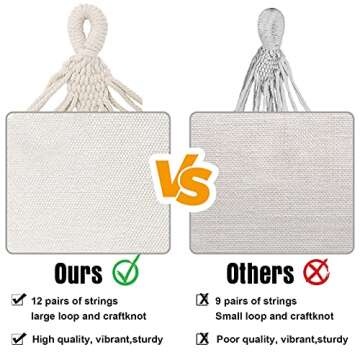 HAOLAIWU Hammock Boho Large Brazilian Macrame Fringe 2 Person Double Deluxe Hammock Swing,Perfect for Camping Outdoor/Indoor Patio Travel Bedroom Backyard(White)
